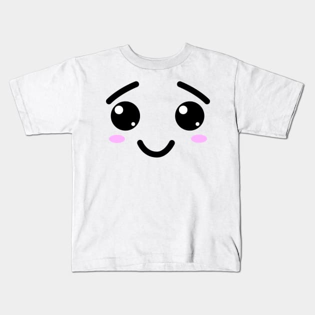 Cute Kawaii face smiling Kids T-Shirt by All About Nerds